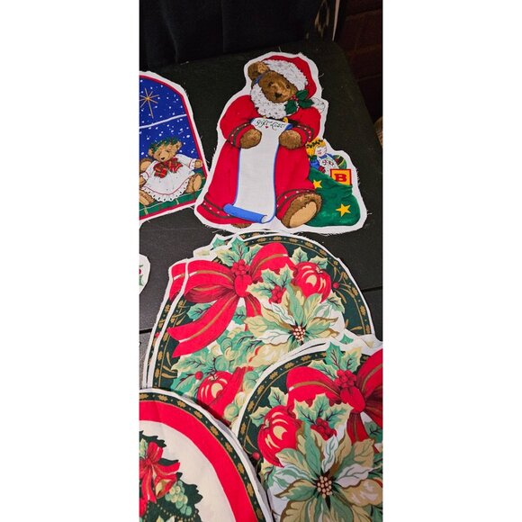 Christmas Fabric Cut Outs 20 +  Santa, Christmas Tree, Ornament Print Fabric - Picture 4 of 12